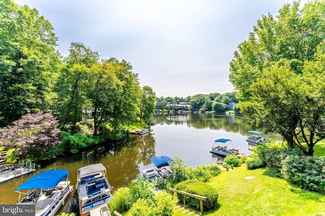 2127 Cabots Point Ln, Reston, VA 20191 - dock area featuring a water view and view of wooded area