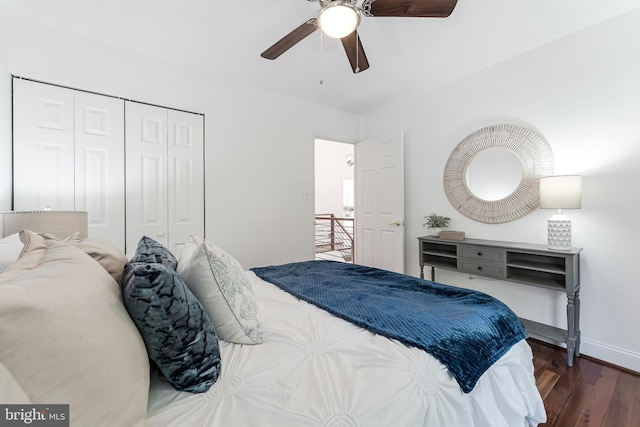 2127 Cabots Point Ln, Reston, VA 20191 - bedroom featuring wood finished floors, a closet, and ceiling fan