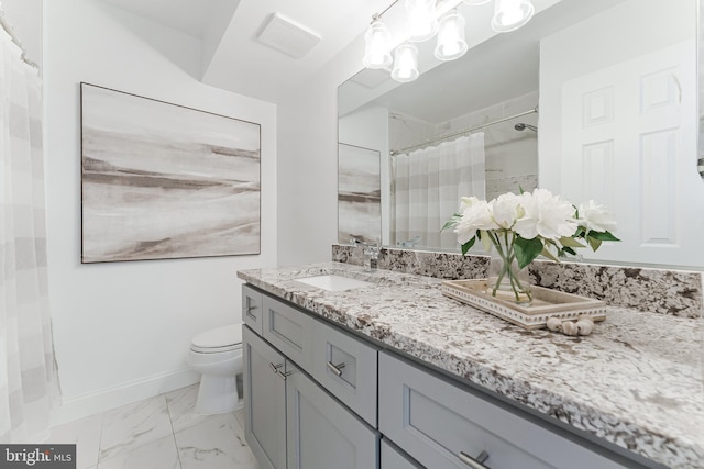 2127 Cabots Point Ln, Reston, VA 20191 - full bathroom featuring vanity, curtained shower, and marble finish flooring