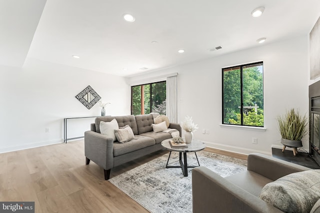 2127 Cabots Point Ln, Reston, VA 20191 - living room featuring healthy amount of natural light, light wood-style floors, and recessed lighting