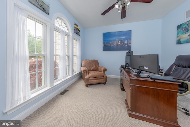 11 Harvest Dr, Pittsgrove, NJ 08318 - office featuring light colored carpet, a ceiling fan, and baseboards