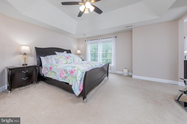 11 Harvest Dr, Pittsgrove, NJ 08318 - carpeted bedroom featuring a raised ceiling, baseboards, and ceiling fan