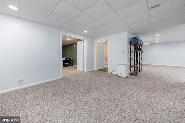 11 Harvest Dr, Pittsgrove, NJ 08318 - finished basement with carpet, baseboards, recessed lighting, and a paneled ceiling