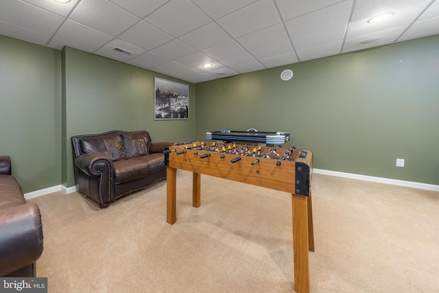 11 Harvest Dr, Pittsgrove, NJ 08318 - playroom with carpet, baseboards, a drop ceiling, and recessed lighting