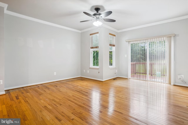 16758 Blackjack Oak Ln, Woodbridge, VA 22191 - spare room with a ceiling fan, hardwood / wood-style flooring, ornamental molding, and baseboards