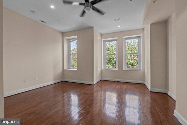 2740 Saint Paul St, Baltimore, MD 21218 - empty room with wood-type flooring, baseboards, ceiling fan, and recessed lighting