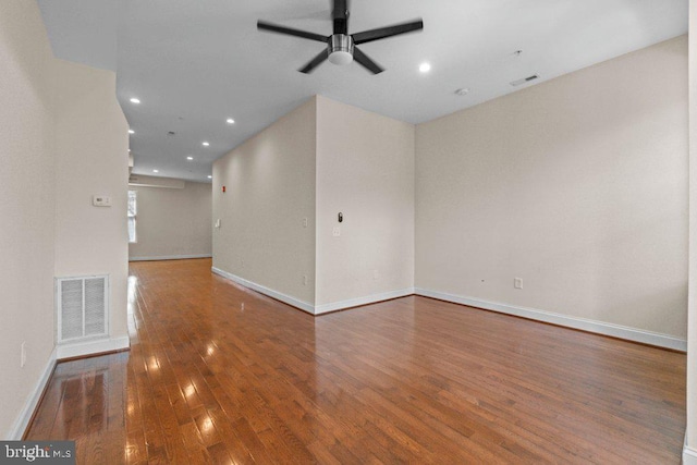 2740 Saint Paul St, Baltimore, MD 21218 - spare room with wood finished floors, a ceiling fan, recessed lighting, and baseboards