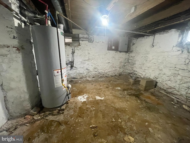 29 Church St, Bridgeton, NJ 08302 - unfinished below grade area featuring gas water heater and electric panel