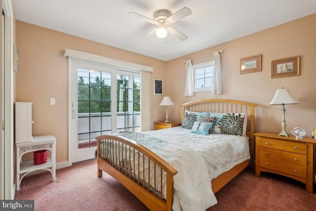 461 Anchor Rd, Tuckerton, NJ 08087 - bedroom with access to exterior, carpet, ceiling fan, and baseboards