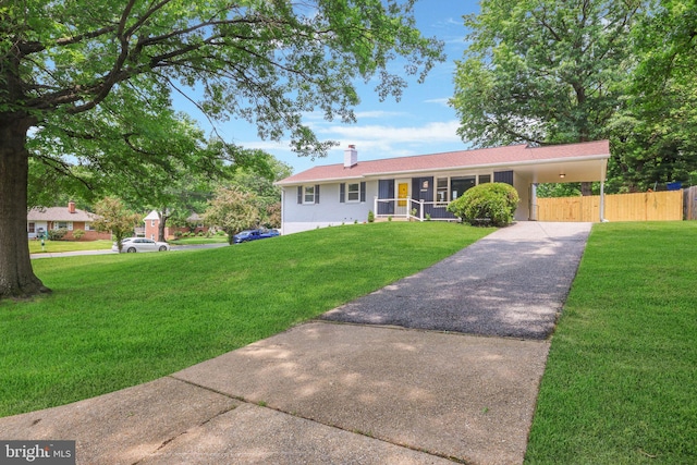 12300 La Plata St, Silver Spring, MD 20904 - single story home with driveway, an attached carport, and a chimney