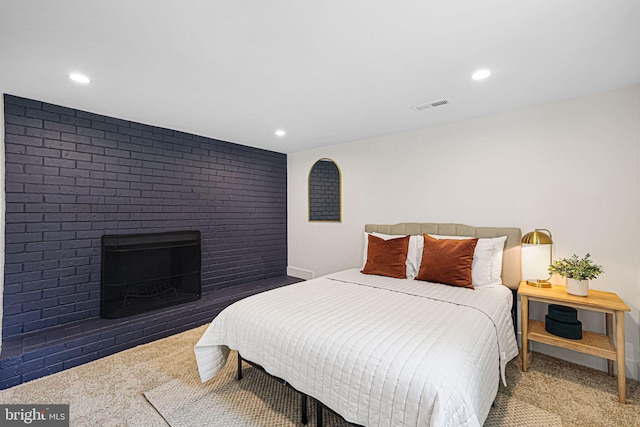 12300 La Plata St, Silver Spring, MD 20904 - carpeted bedroom featuring recessed lighting and a fireplace