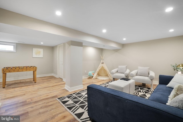 12300 La Plata St, Silver Spring, MD 20904 - living room with light wood-type flooring, baseboards, and recessed lighting