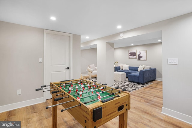 12300 La Plata St, Silver Spring, MD 20904 - game room with baseboards, light wood-style floors, and recessed lighting