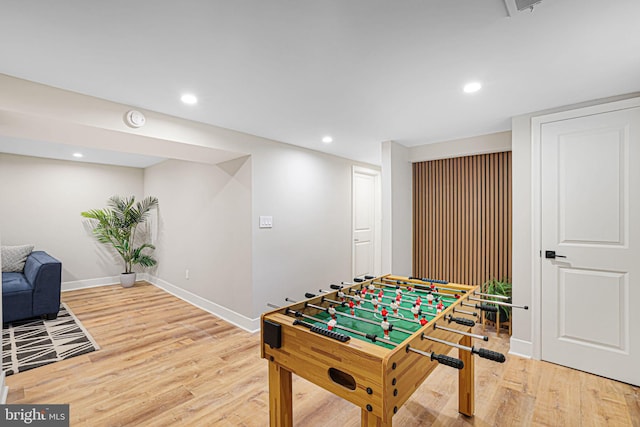 12300 La Plata St, Silver Spring, MD 20904 - game room with light wood-style floors, baseboards, and recessed lighting