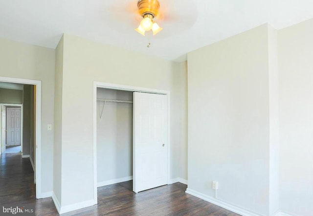 1114 W Cross St, Baltimore, MD 21230 - unfurnished bedroom featuring dark wood-style flooring and a closet