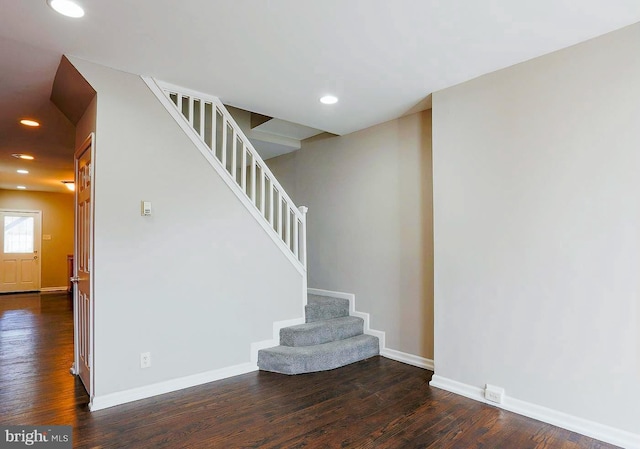 1114 W Cross St, Baltimore, MD 21230 - staircase featuring wood finished floors and recessed lighting