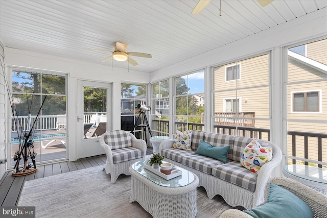 917 Lake View Dr, Bethany Beach, DE 19930 - sunroom featuring ceiling fan and healthy amount of natural light