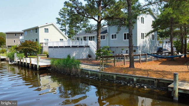 917 Lake View Dr, Bethany Beach, DE 19930 - dock featuring stairway and a deck with water view