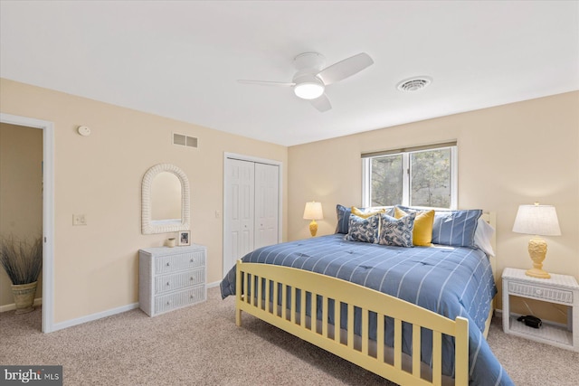 917 Lake View Dr, Bethany Beach, DE 19930 - carpeted bedroom with a closet, baseboards, and ceiling fan