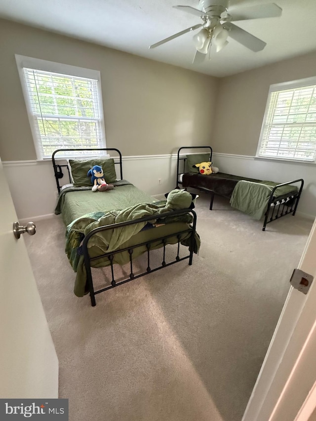6802 Grays Mill Rd, Warrenton, VA 20187 - carpeted bedroom featuring multiple windows, a ceiling fan, and baseboards