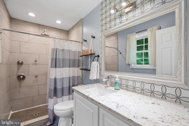 1971 High Top Rd, Linden, VA 22642 - full bath featuring vanity, a tile shower, and recessed lighting