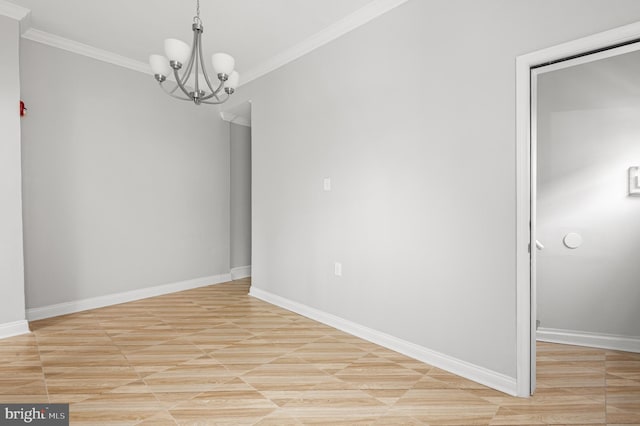 755 S 22nd St, Philadelphia, PA 19146 - unfurnished room featuring crown molding, a chandelier, and baseboards