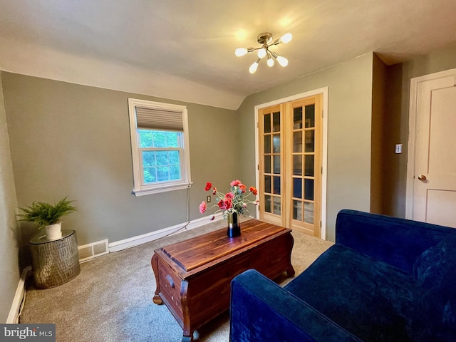1506 Mcgovern Ter, Wilmington, DE 19805 - sitting room featuring carpet, a chandelier, baseboards, and baseboard heating