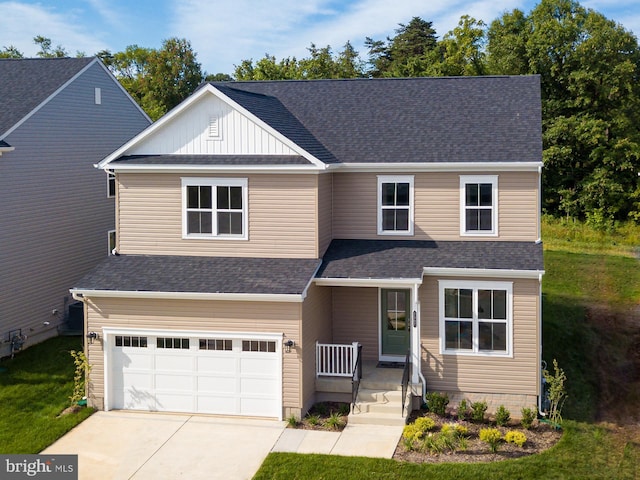 TBD Melia Court, Parkville, MD 21234 - traditional home featuring a garage, concrete driveway, covered porch, a front yard, and a shingled roof