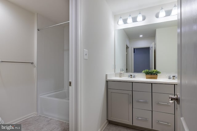 TBD Melia Court, Parkville, MD 21234 - bathroom with double vanity, baseboards, and shower / washtub combination