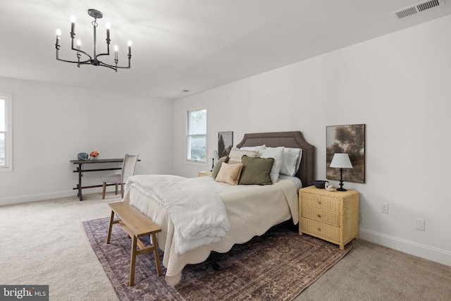 1164 Fairfax Pike, White Post, VA 22663 - bedroom with carpet, a chandelier, and baseboards