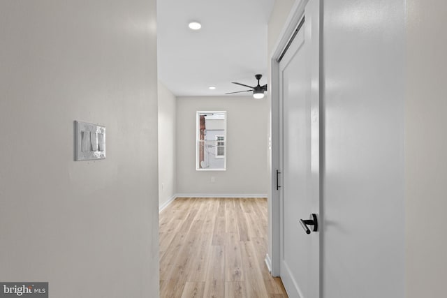 1728 S Bancroft St, Philadelphia, PA 19145 - hall featuring light wood-style flooring, baseboards, and recessed lighting