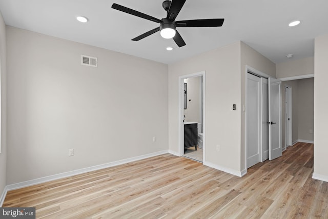 1728 S Bancroft St, Philadelphia, PA 19145 - unfurnished room featuring light wood-style floors, baseboards, a ceiling fan, and recessed lighting