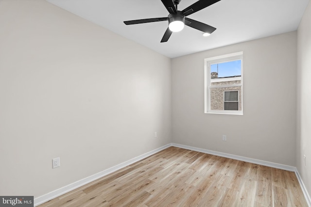 1728 S Bancroft St, Philadelphia, PA 19145 - empty room featuring baseboards, light wood-type flooring, and a ceiling fan