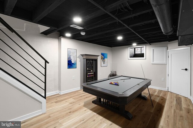 1728 S Bancroft St, Philadelphia, PA 19145 - playroom with baseboards, light wood-type flooring, and billiards