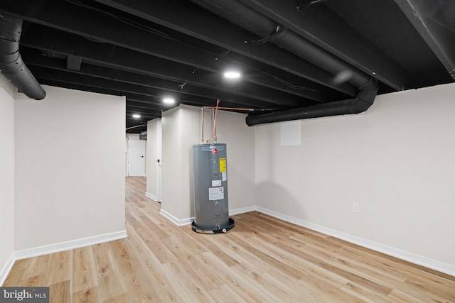 1728 S Bancroft St, Philadelphia, PA 19145 - finished below grade area featuring electric water heater, wood finished floors, and baseboards