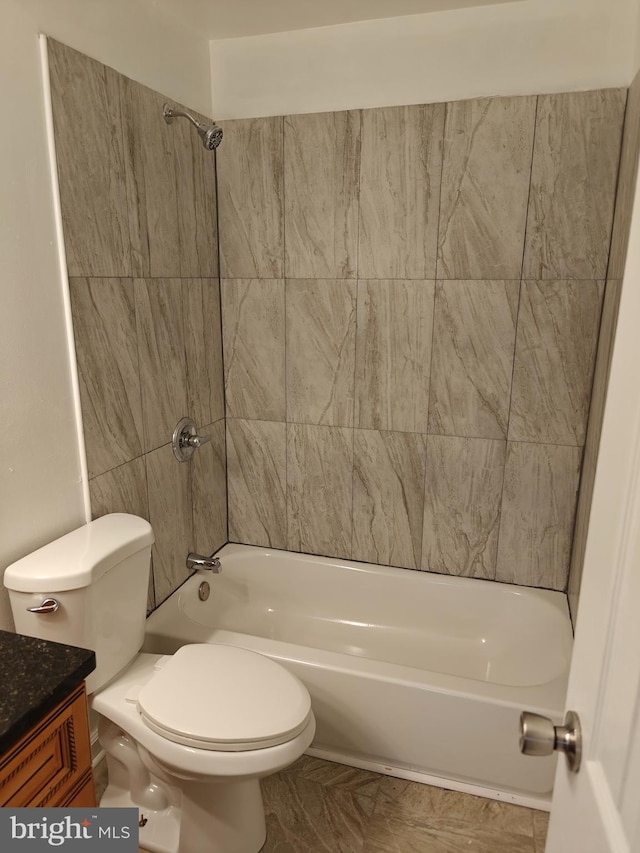 3910 Gatehouse Ln, Skippack, PA 19474 - full bathroom with washtub / shower combination, vanity, toilet, and marble look tiles