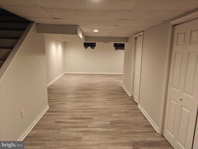 3910 Gatehouse Ln, Skippack, PA 19474 - finished basement with a drop ceiling, light wood-style floors, baseboards, and recessed lighting
