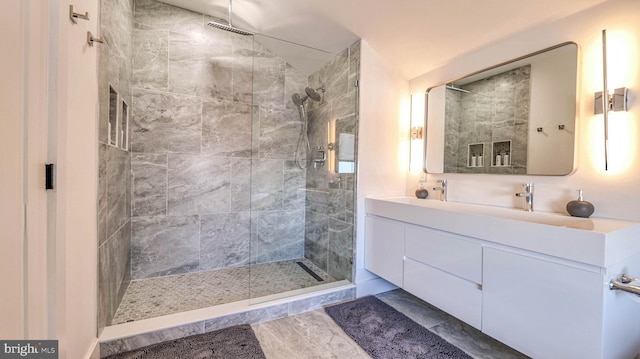 21 Hart Ln, Ventnor City, NJ 08406 - bathroom with a tile shower and double vanity