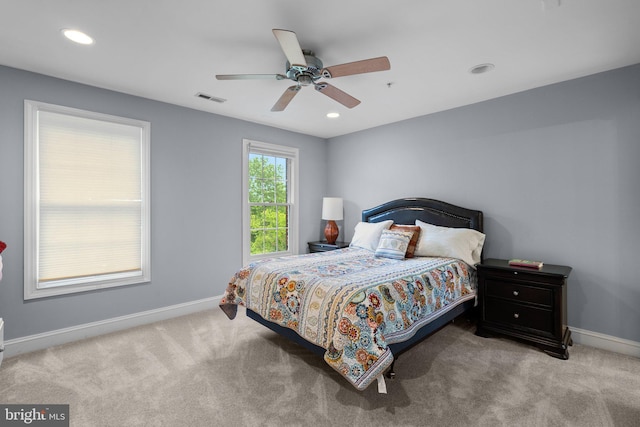 8800 Primula Dr, Laytonsville, MD 20882 - bedroom with carpet, baseboards, recessed lighting, and a ceiling fan