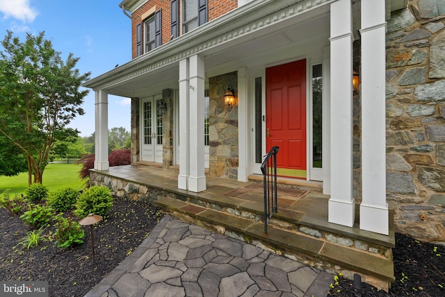 8800 Primula Dr, Laytonsville, MD 20882 - view of exterior entry with stone siding and covered porch