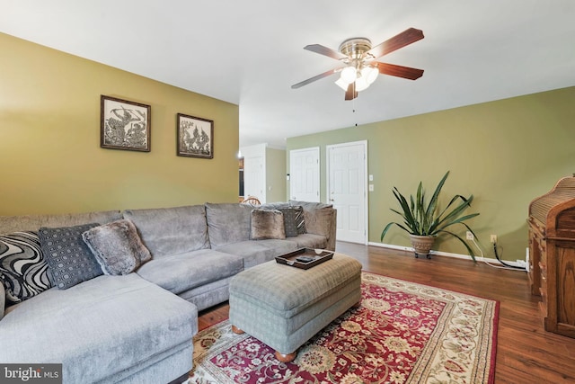 26 Spring Lake Dr, Stafford, VA 22556 - living area featuring ceiling fan, wood finished floors, and baseboards