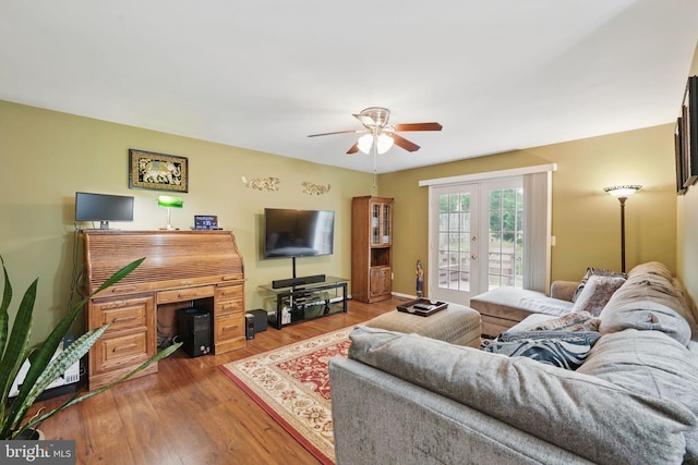 26 Spring Lake Dr, Stafford, VA 22556 - living room with ceiling fan, wood finished floors, and french doors