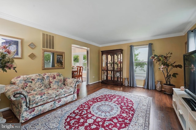26 Spring Lake Dr, Stafford, VA 22556 - living area featuring crown molding, wood finished floors, and baseboards