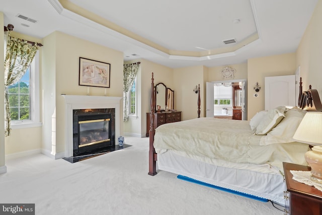 2860 Pfefferkorn Rd, West Friendship, MD 21794 - bedroom featuring a tray ceiling, multiple windows, carpet floors, and baseboards