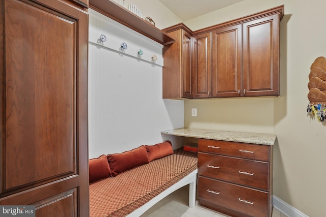 2860 Pfefferkorn Rd, West Friendship, MD 21794 - mudroom featuring light tile patterned flooring, baseboards, and built in study area