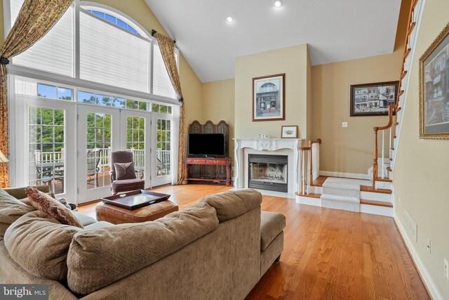 2860 Pfefferkorn Rd, West Friendship, MD 21794 - living area featuring high vaulted ceiling, light wood-style floors, plenty of natural light, baseboards, and recessed lighting