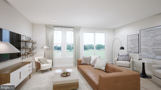 42096 Picasso Sq, Ashburn, VA 20148 - living area featuring light wood finished floors, baseboards, and recessed lighting