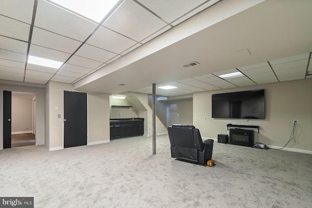 9710 Magledt Rd, Baltimore, MD 21234 - finished basement with a paneled ceiling and carpet flooring