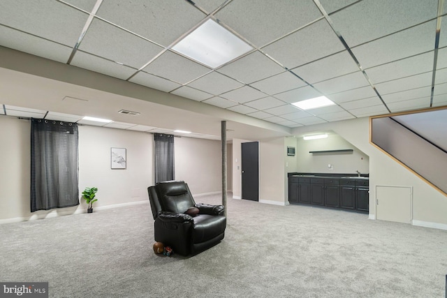 9710 Magledt Rd, Baltimore, MD 21234 - sitting room with wet bar, carpet, and a paneled ceiling