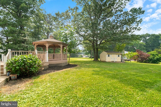 9710 Magledt Rd, Baltimore, MD 21234 - view of grassy yard with a gazebo, a shed, and a wooden deck